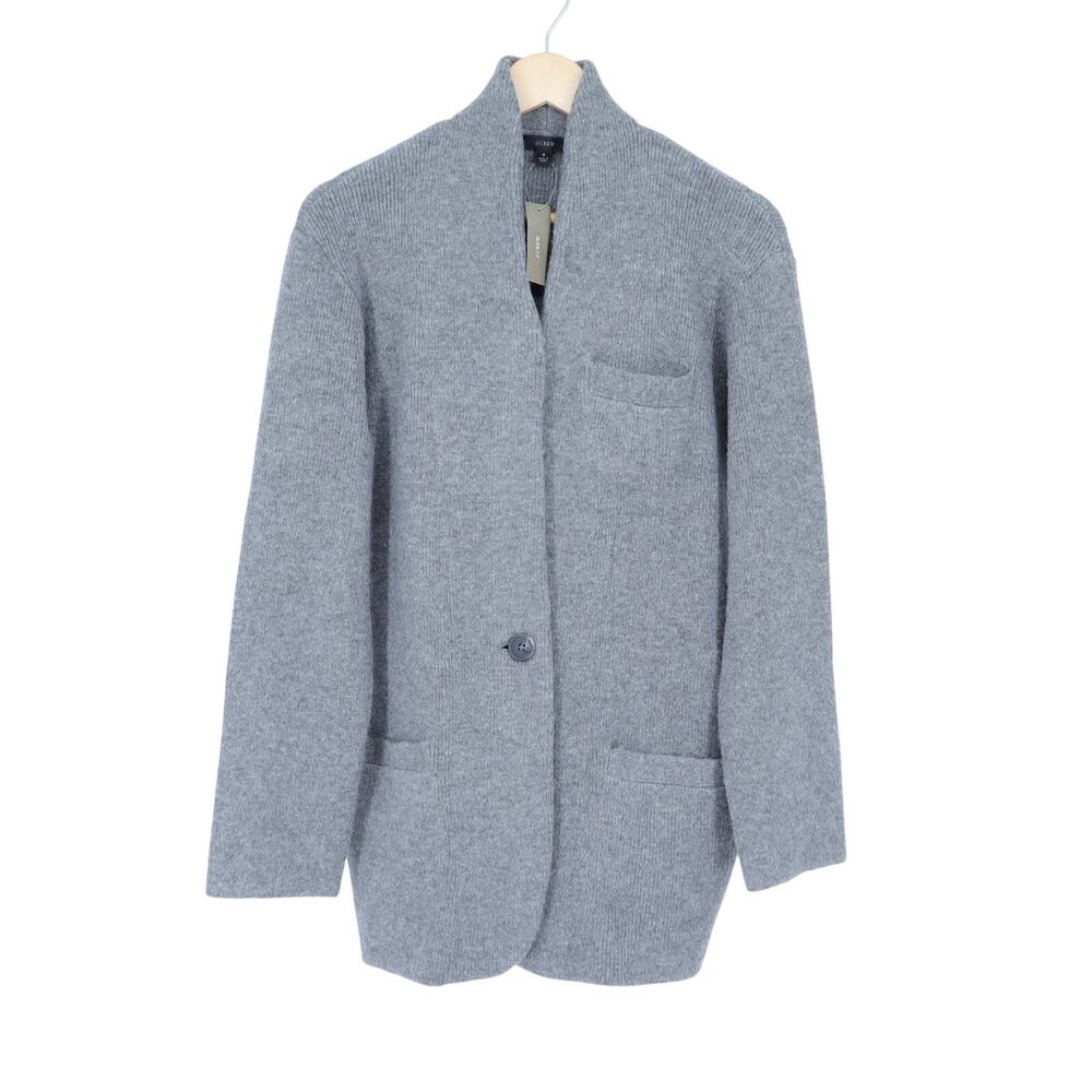 J. Crew Cocoon Sweater Blazer Heathered Gray NWT Merino Wool Knit Women's S